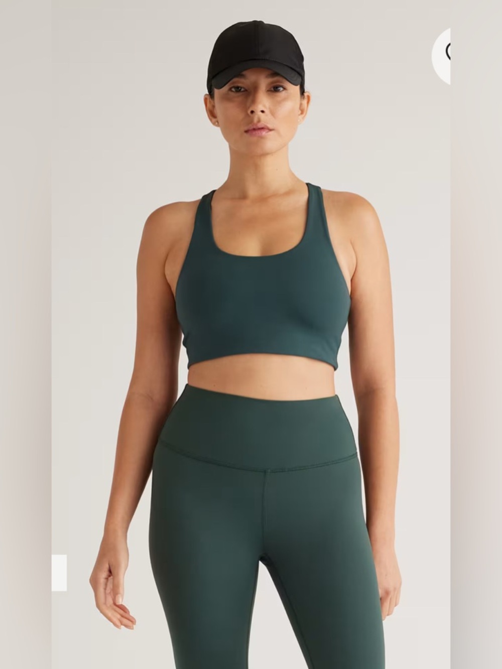 Quince Ultra-Form Scoop Neck Longline Bra In Forest Green Size L Lounge Athletic
